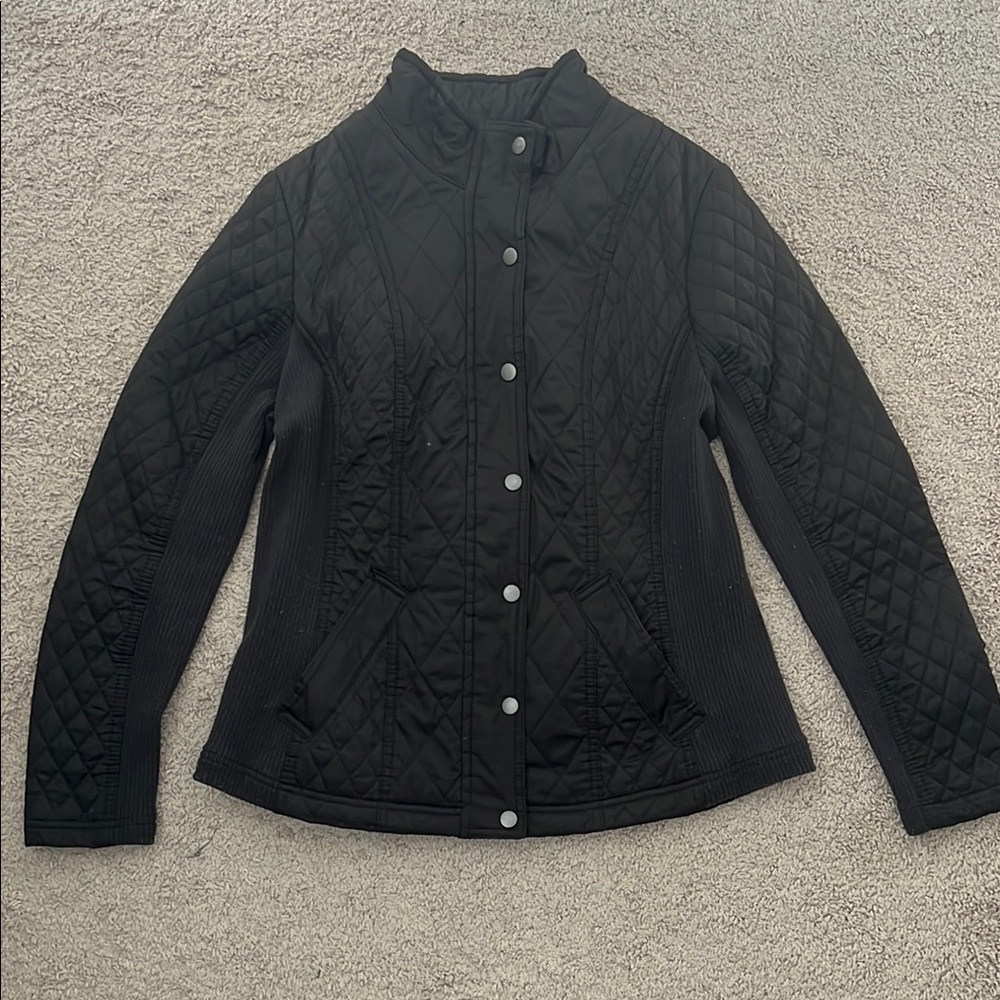 Merona Black Puffer Jacket with Quilted Design - Large